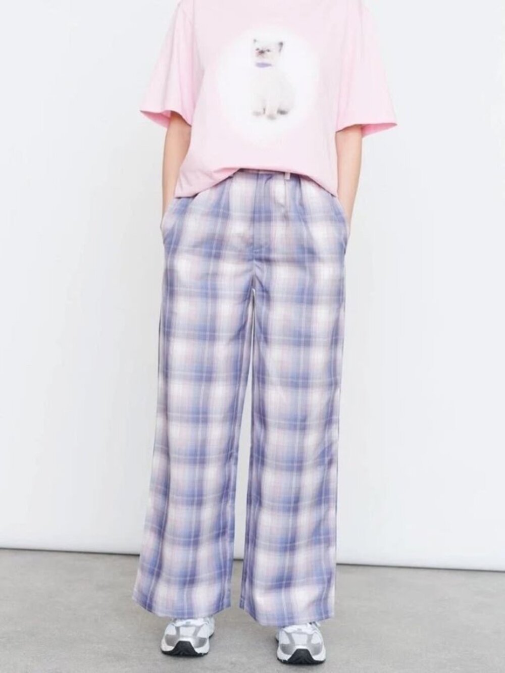 LAZY OAF Violet Dreams check trouser pants 24" waist